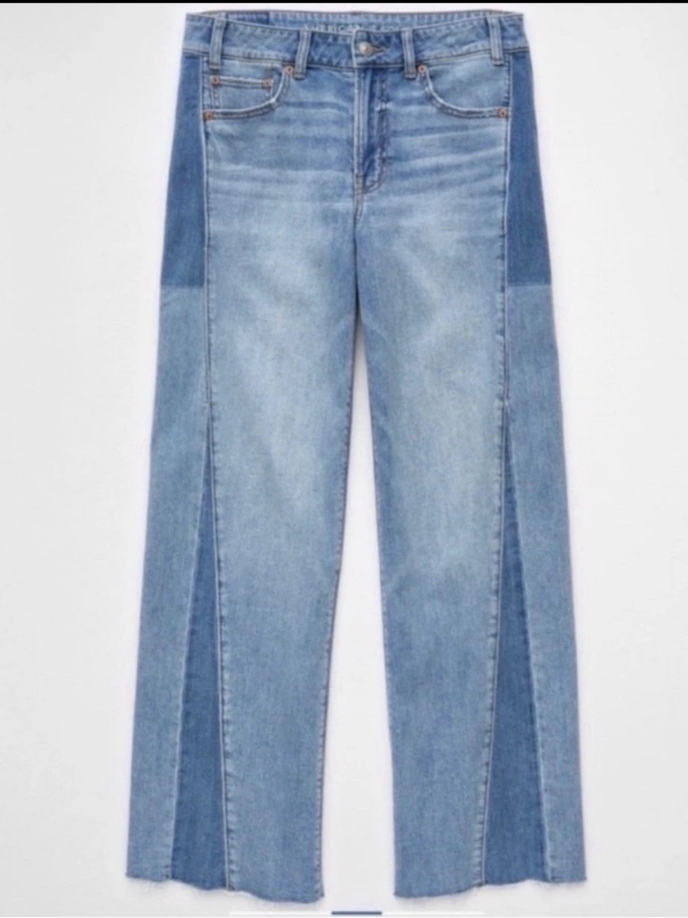 EUC American Eagle Outfitters Two-Tone Low Rise Baggy Wide Leg patchwork sz 8